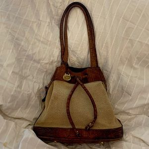 BRAHMIN WOVEN / LEATHER HOBO BAG